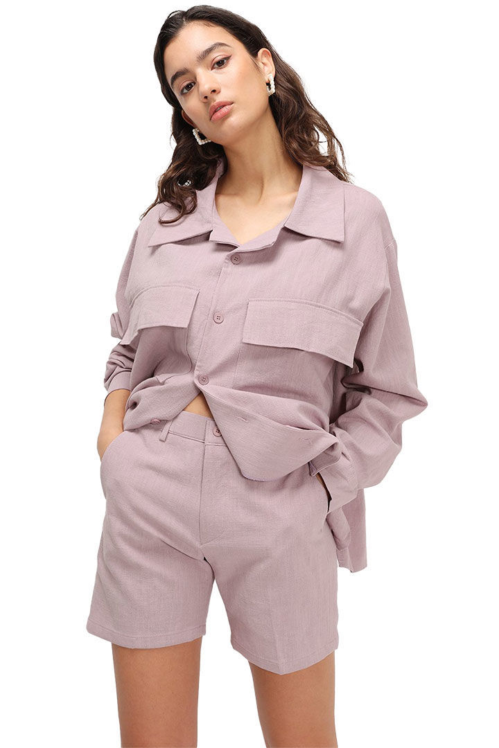 Picture of Iliana Linen Shirt Jacket-Pink