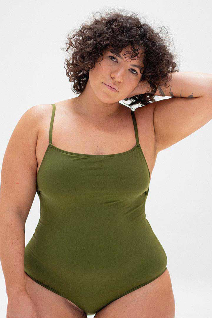 Picture of Cross-Back Swimsuit-Olive Green