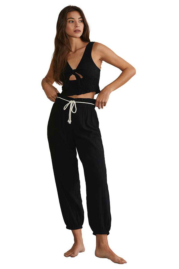 Picture of Paper Bag Gauze pants-Black