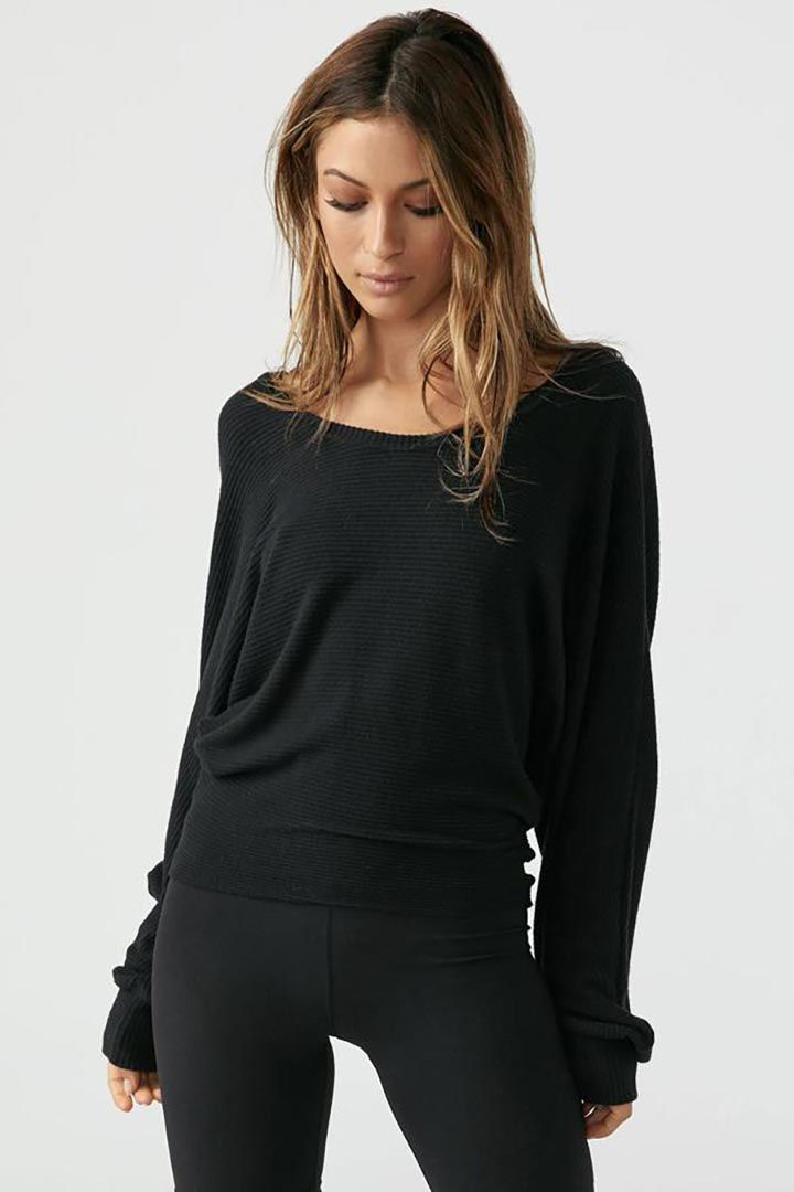 Picture of Slouchy Dolman Long Sleeve-Black Rib Sweater Knit