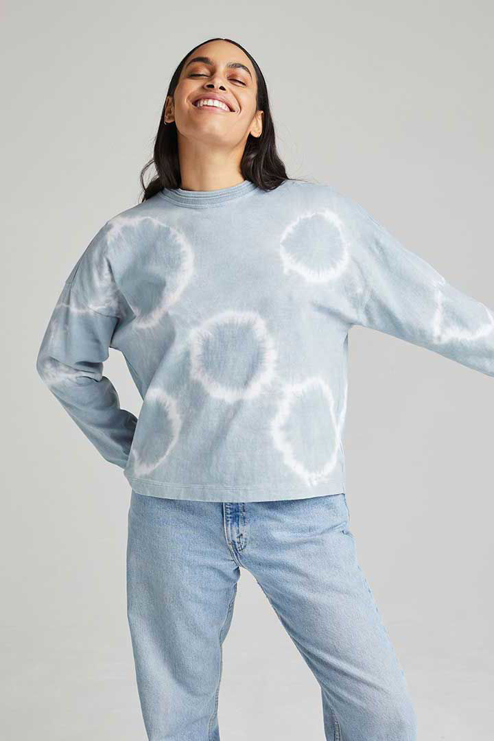 Picture of Relaxed Long Sleeve Tee-Blue Mirage Tie Dye