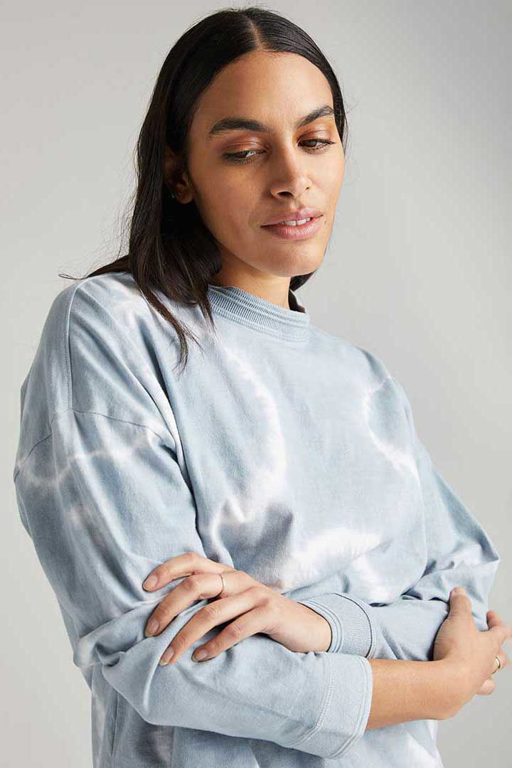 Picture of Relaxed Long Sleeve Tee-Blue Mirage Tie Dye