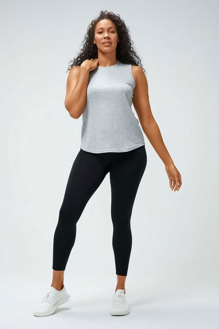 Picture of Women Composite Merino Active Tank-Grey Heather