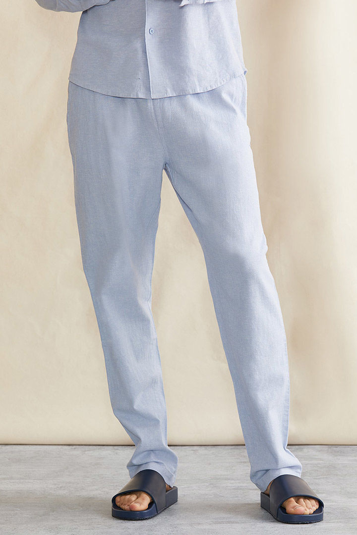 Picture of Stretch Linen Pull On Pants-Dusty Peri