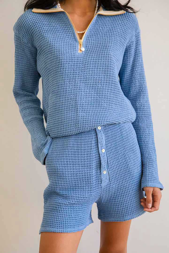 Picture of Waffle Henley Short-Blue