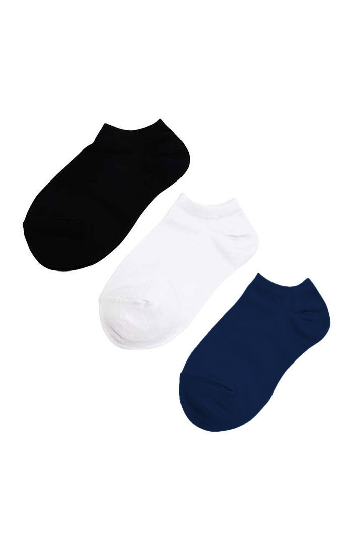 Picture of Men Cotton Anti-Odor No Show Socks 1x3 Pair-Black/White/Navy