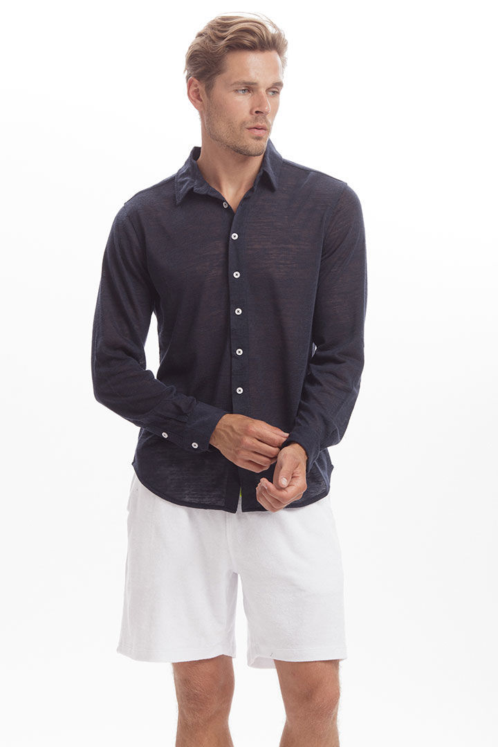 Picture of Linen Shirt-Navy Blue