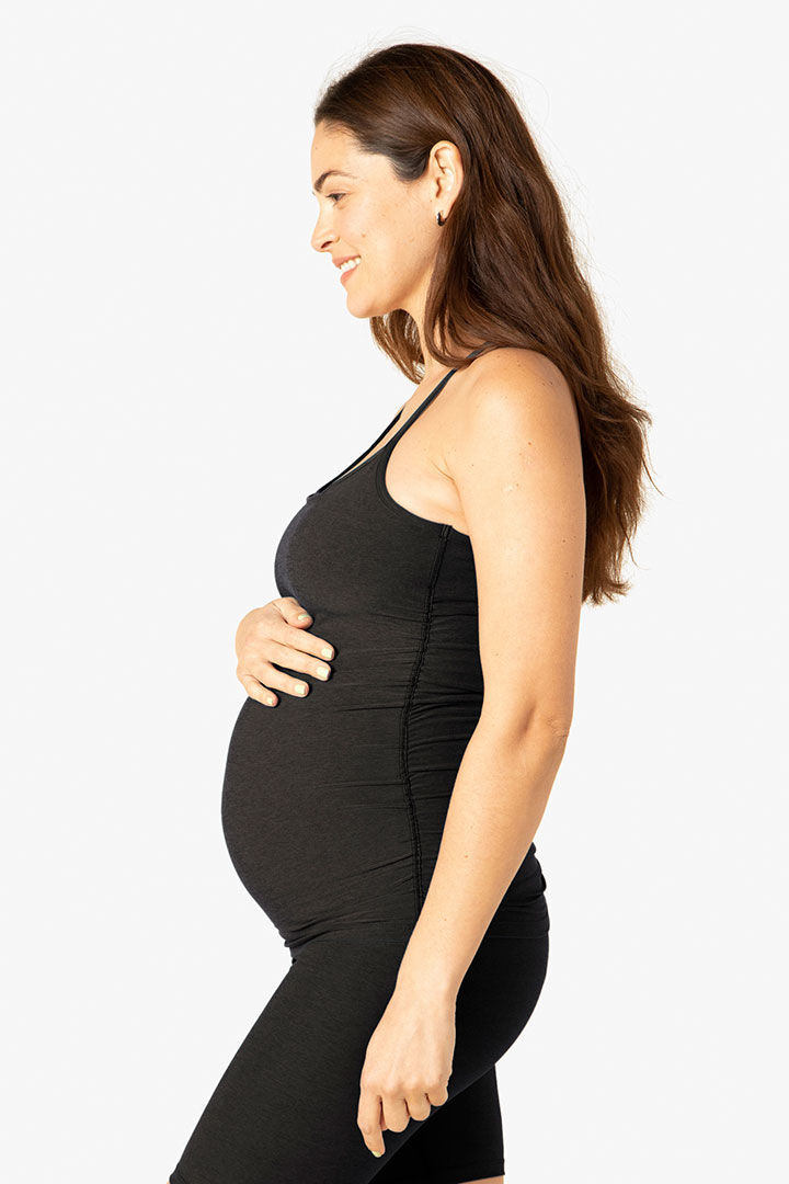 Picture of Maternity Space Dye Slim Racerback Tank-Darkest Night