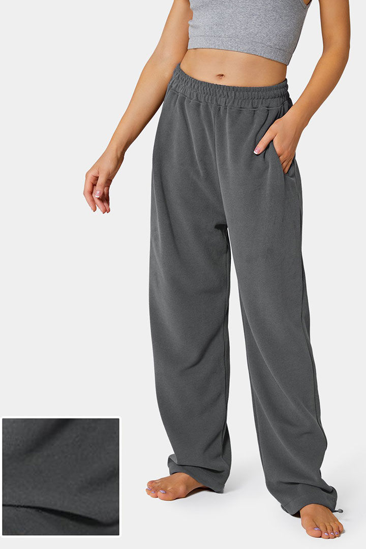 Picture of Multi - Pockets Drawstring Wide - Leg Pants - Lead Grey