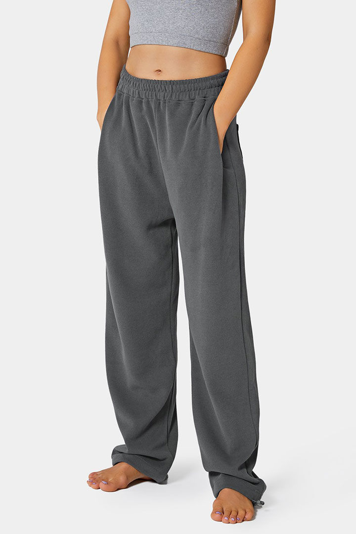 Picture of Multi - Pockets Drawstring Wide - Leg Pants - Lead Grey