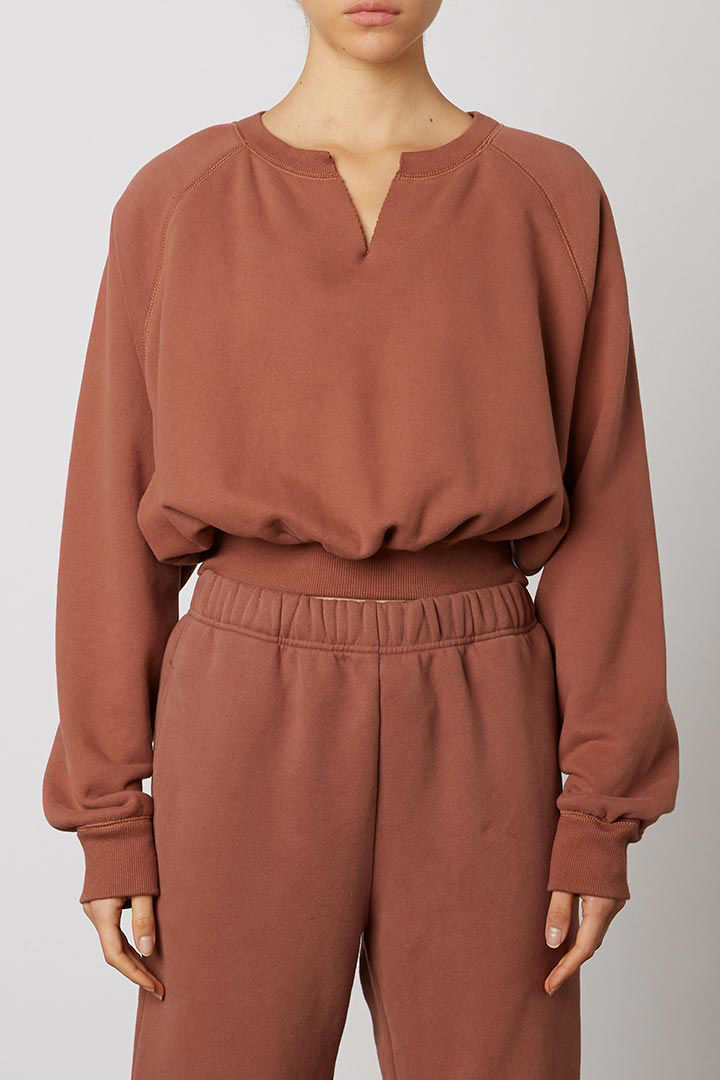 Picture of Notched Cropped Sweatshirt - Copper