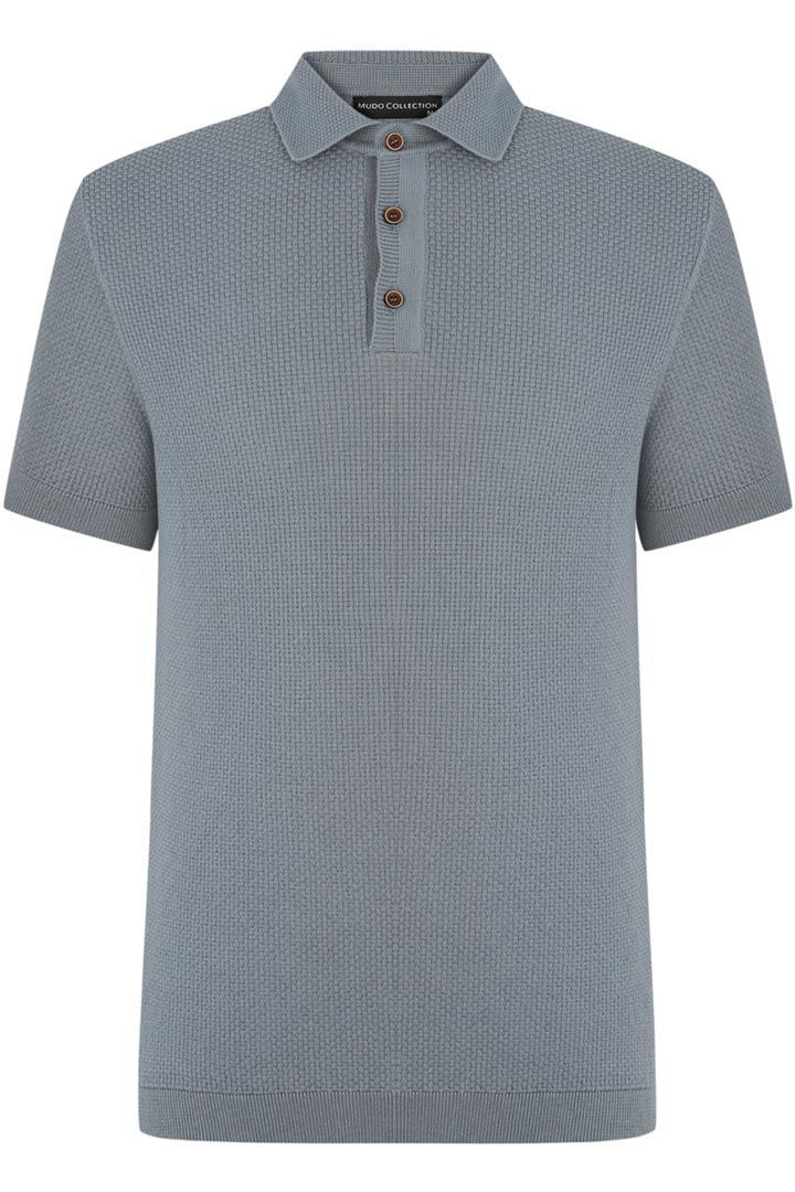 Picture of Waffle Polo-Grey Blue