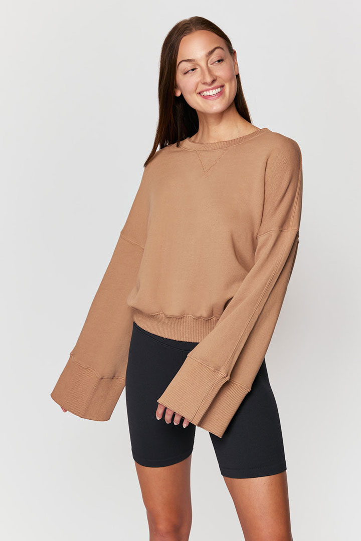 Picture of Malia Wide Sleeve Crew Sweatshirt-Beige