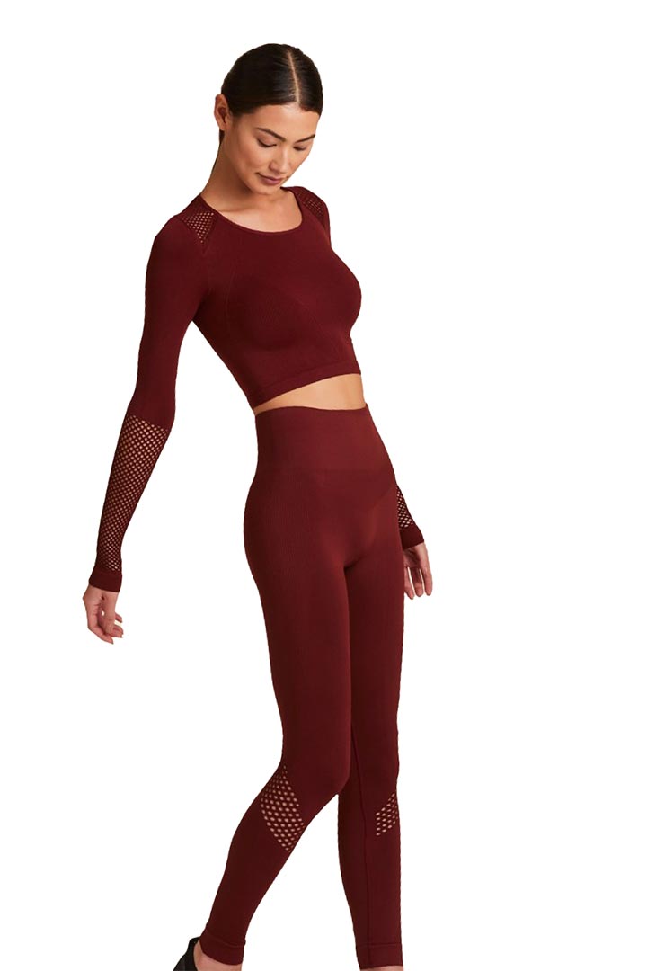 Picture of Seamles Longsleeve Crop Tee - Maroon