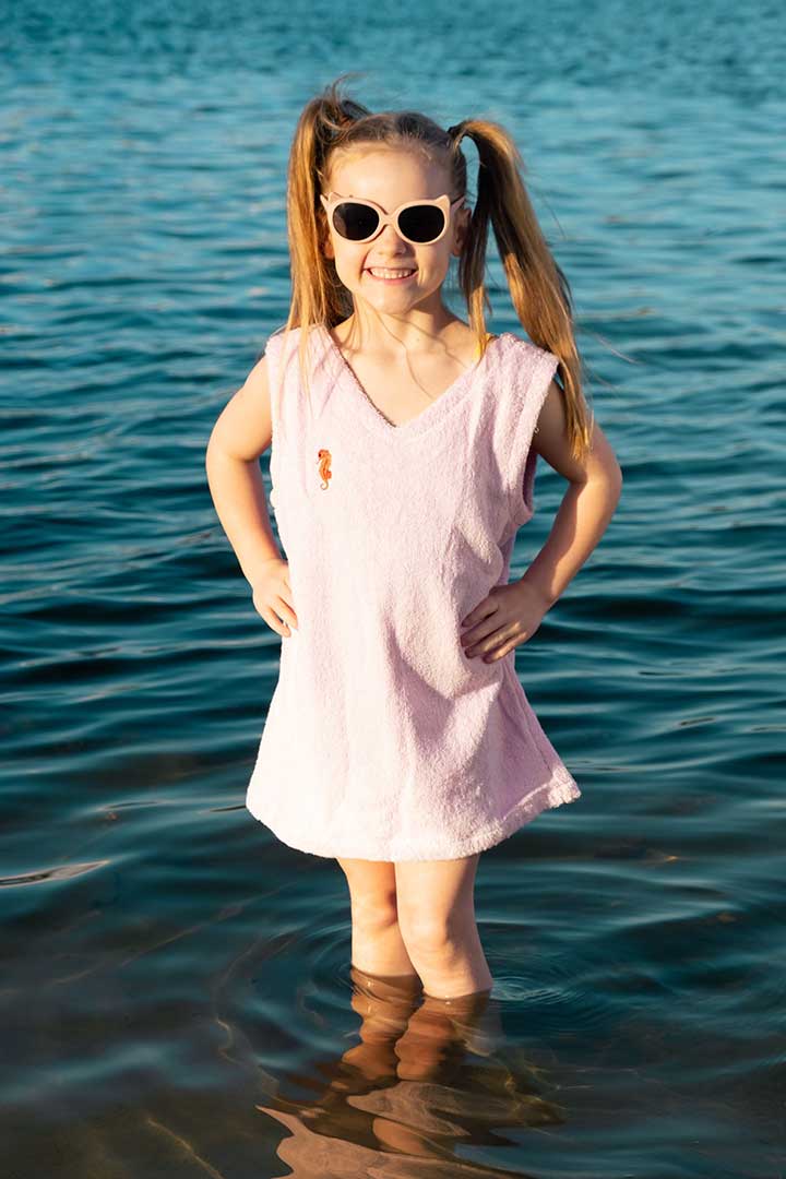 Picture of V Neck Towel Dress Kids 2-3 years -Baby Pink