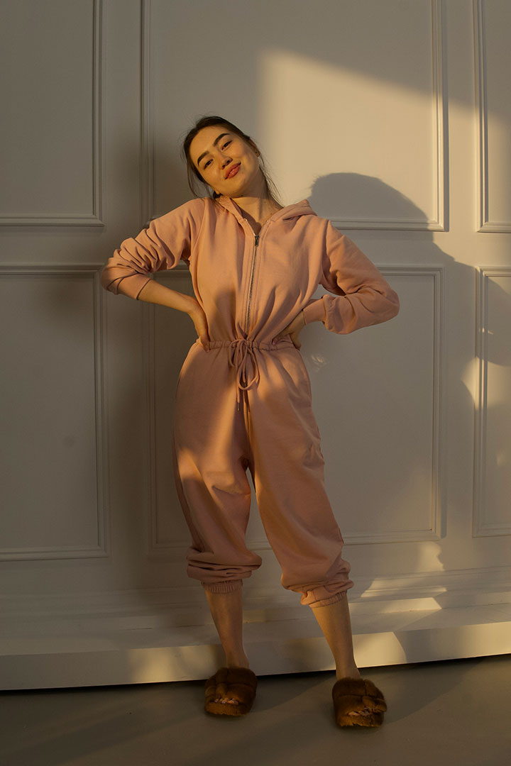 Picture of Oversized Hoodie Jumpsuit-Pink