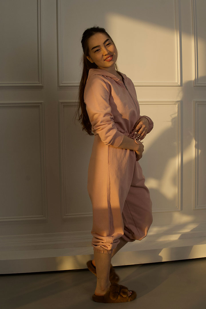 Picture of Oversized Hoodie Jumpsuit-Pink