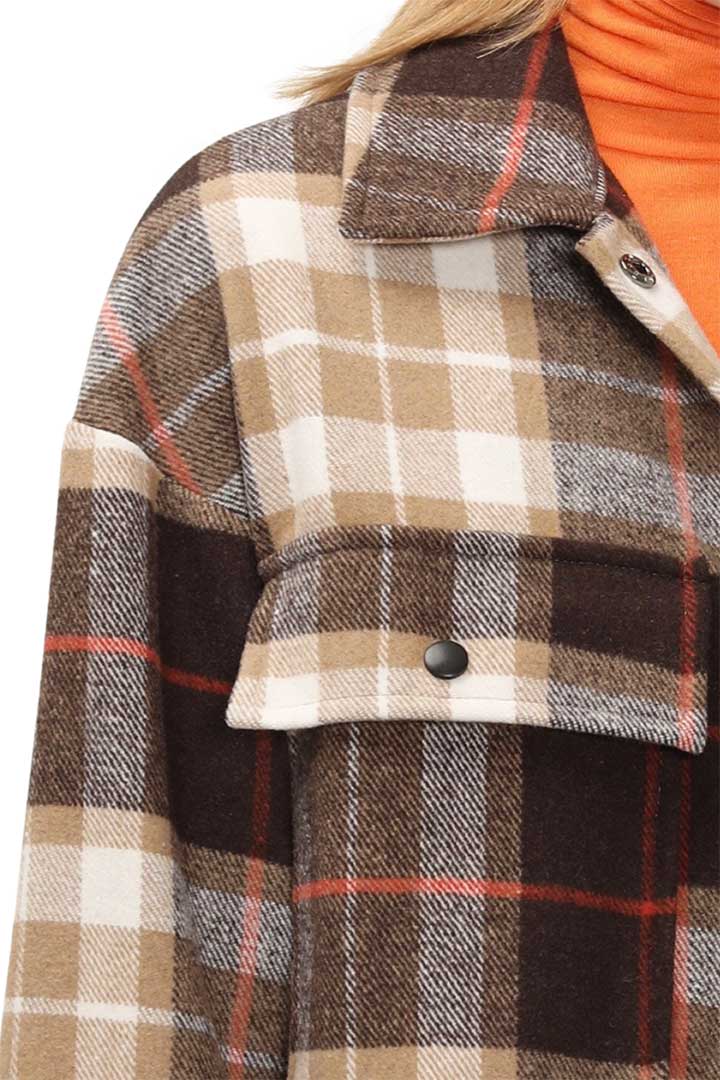 Picture of Allyson Over Sized Plaid Shirt - Brown