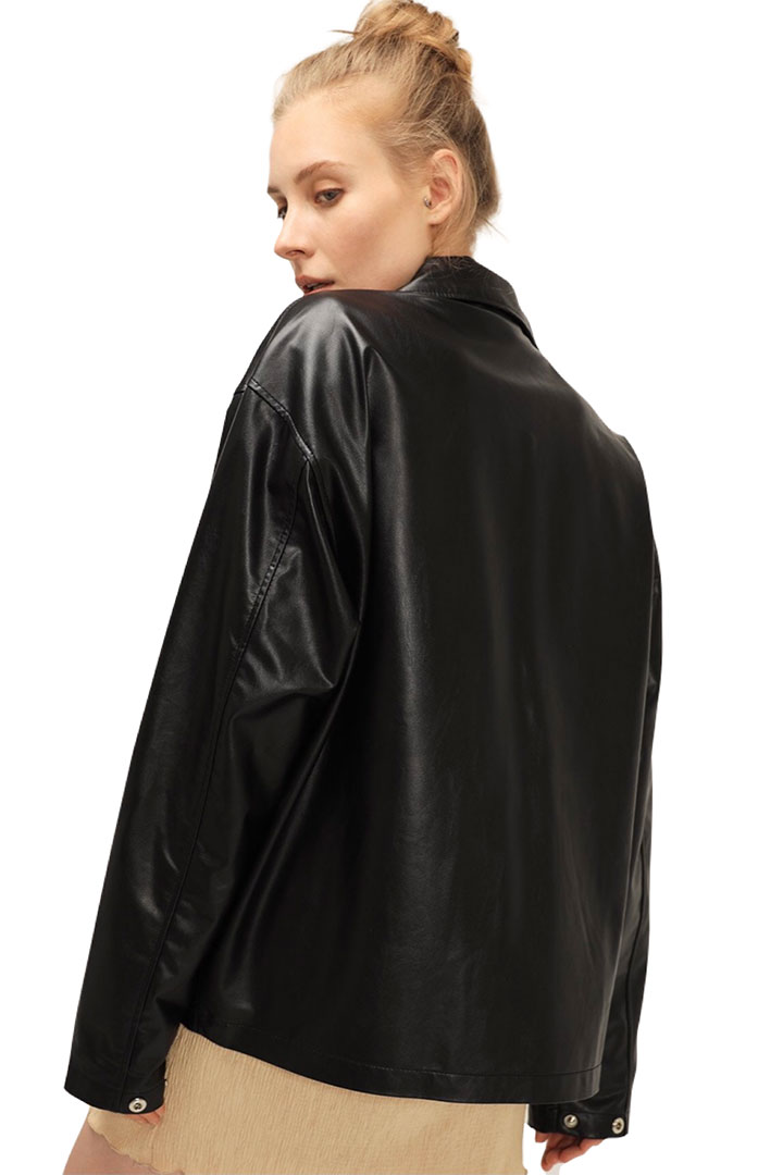 Picture of Aspen Over Size Pleather Jacket - Black