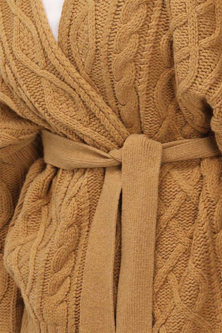 Picture of Autumn Cable Knit Cardigan-Brown