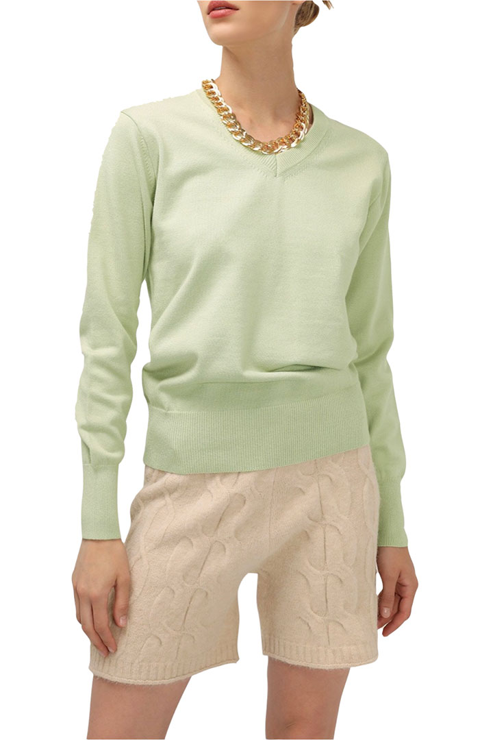 Picture of Charlotte V-Neck Knit Top-Light Green