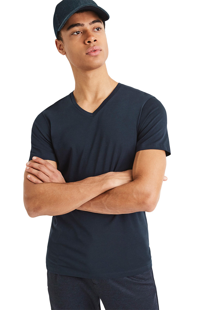 Picture of Neunir V - Neck Shirt - Navy Blue