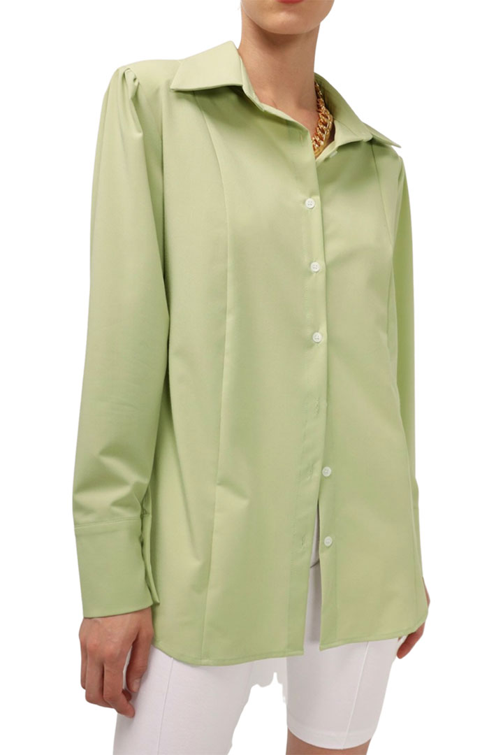 Picture of Lucy Padded Pintuck Blouse - Light Green