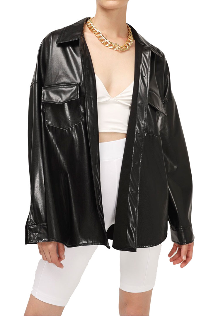 Picture of Ivy Pleather Shirt-Black