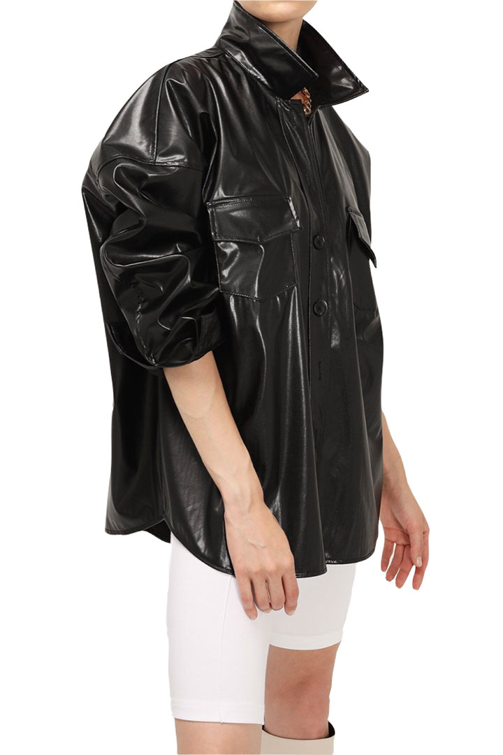 Picture of Ivy Pleather Shirt-Black