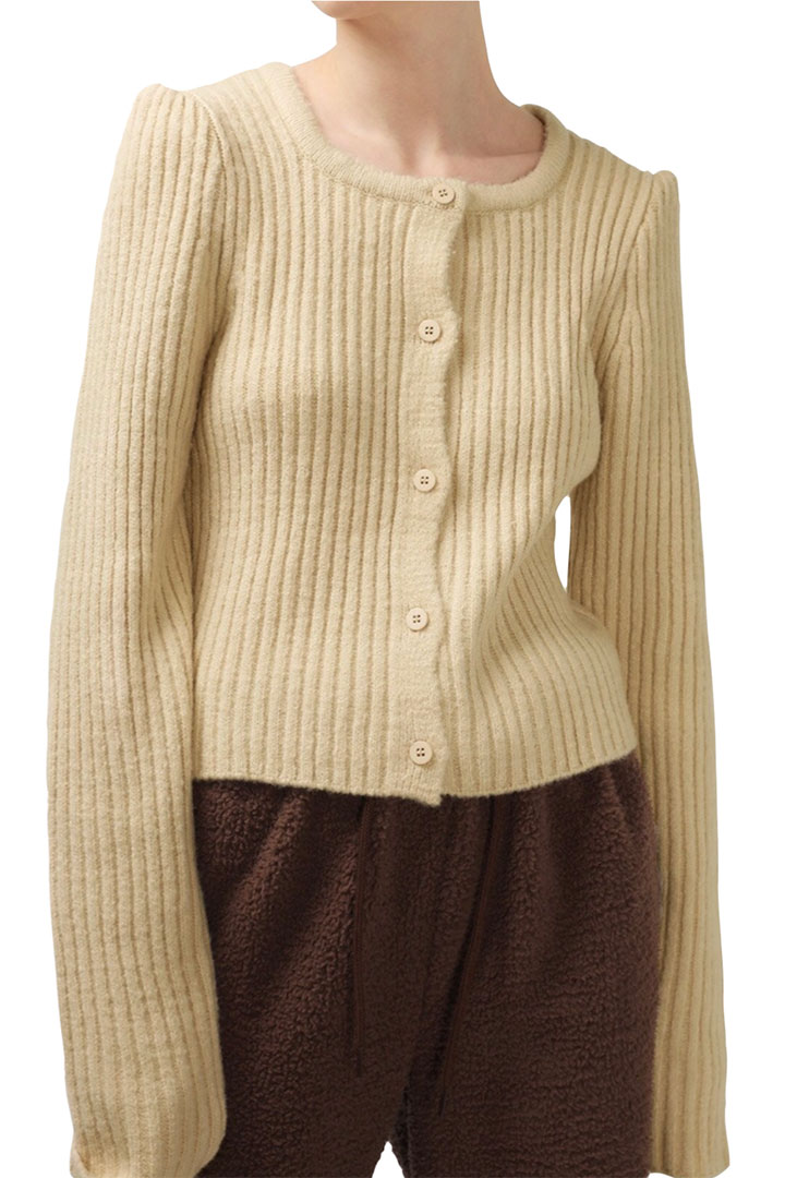 Picture of Isabelle Ribbed Knit Cardigan-Beige