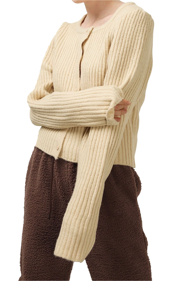 Picture of Isabelle Ribbed Knit Cardigan-Beige