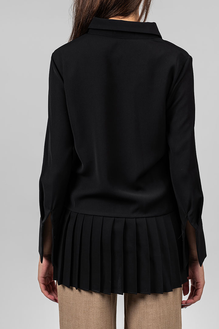 Picture of Reina Pleated Hem Shirt-Black