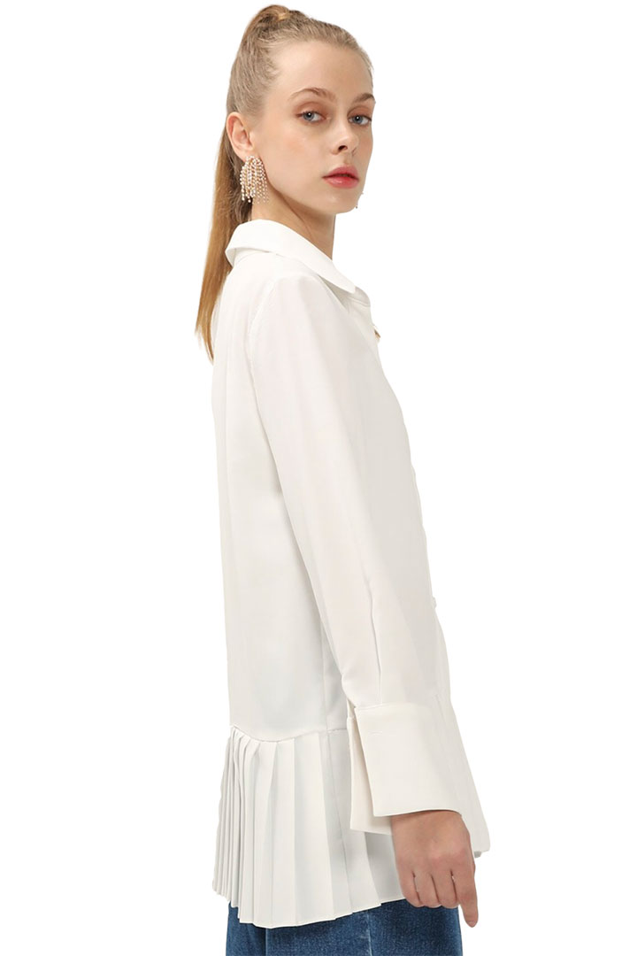 Picture of Reina Pleated Hem Shirt-Ivory