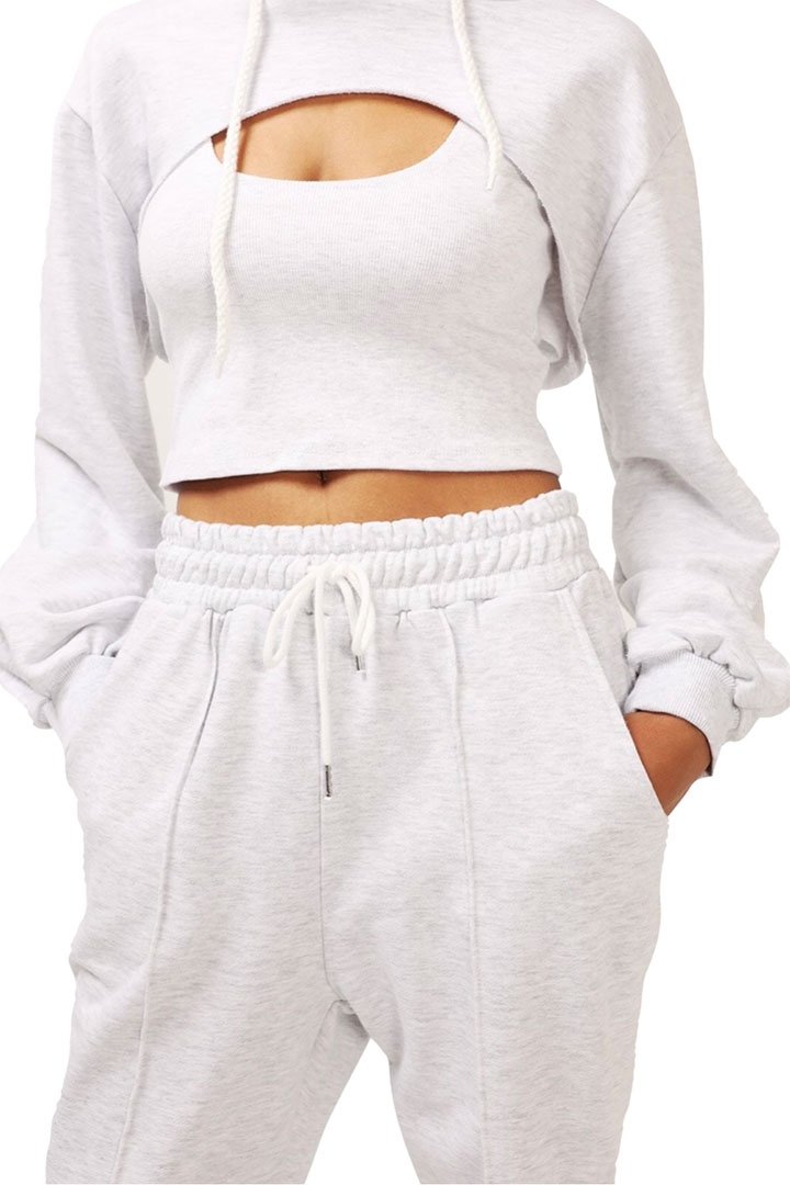 Picture of Nova Super Cropped Hoodie-Light Gray