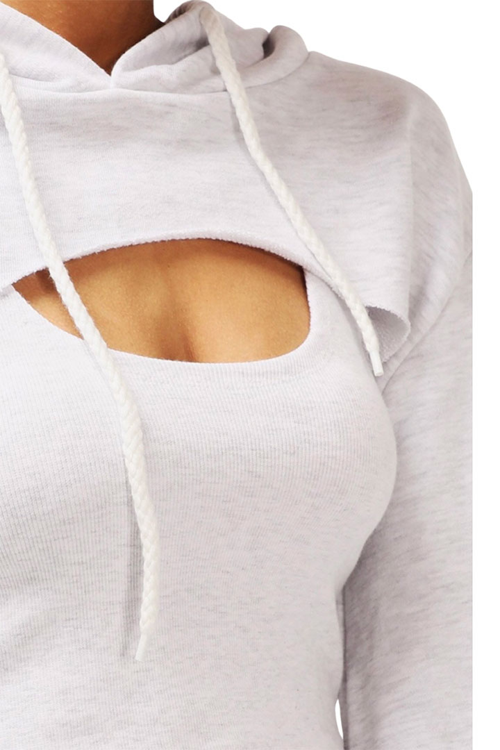 Picture of Nova Super Cropped Hoodie-Light Gray