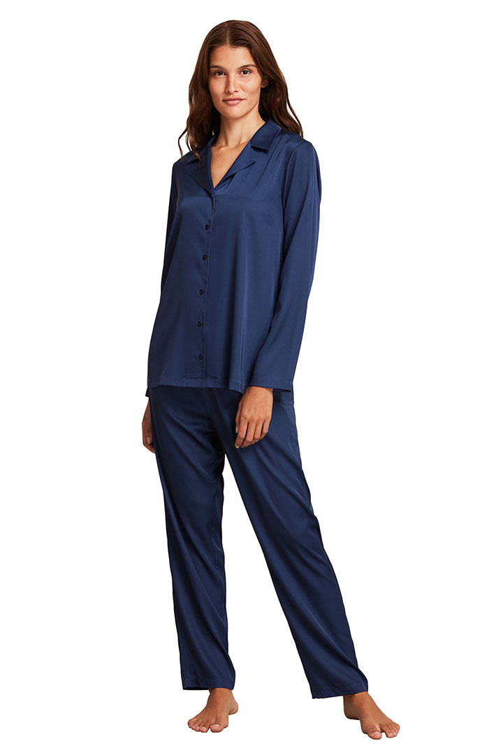 Picture of Satin Pajama Set-Navy Blue