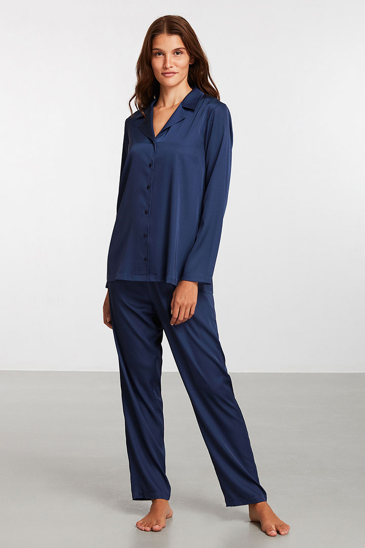 Picture of Satin Pajama Set-Navy Blue